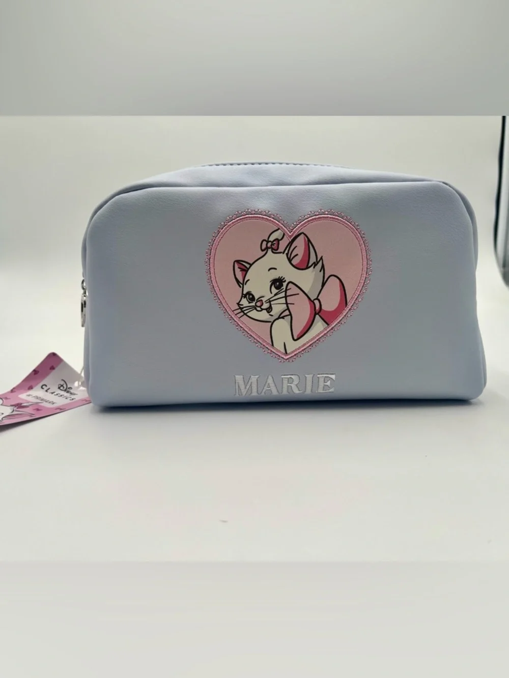 Primark Light Blue Marie Cosmetic Bag with Pink Heart Cat Design